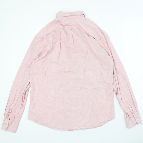 Gap Mens Pink Cotton Button-Up Size M Collared Button