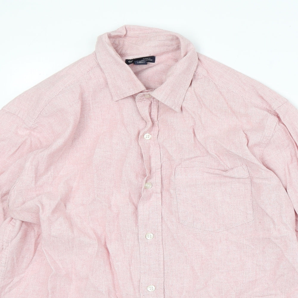 Gap Mens Pink Cotton Button-Up Size M Collared Button