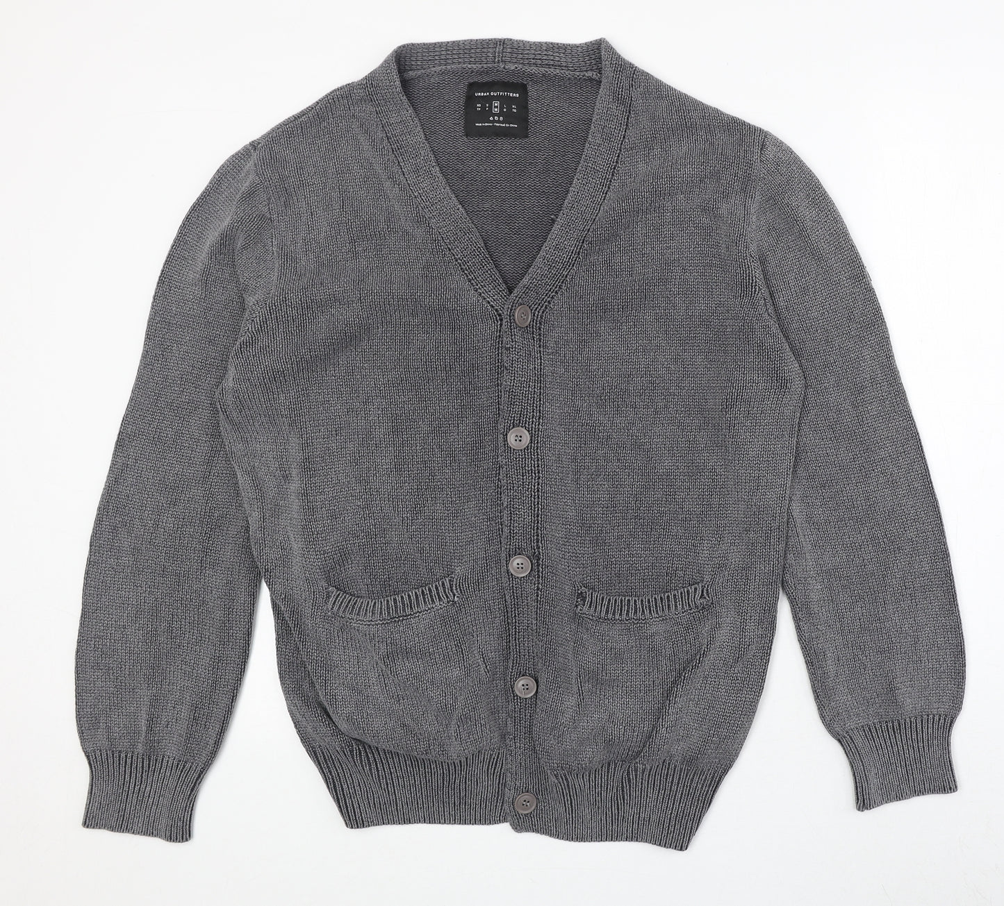 Urban Outfitters Womens Grey V-Neck Cotton Cardigan Jumper Size XS
