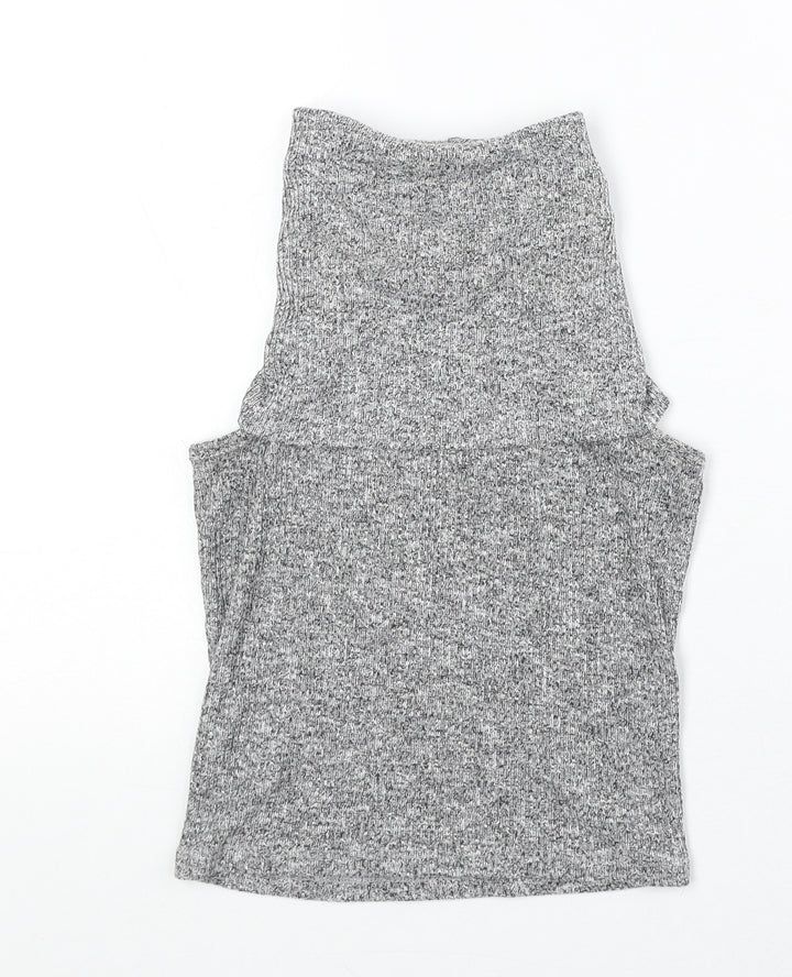 River Island Womens Green Geometric Polyester Basic Tank Size 10 Roll Neck