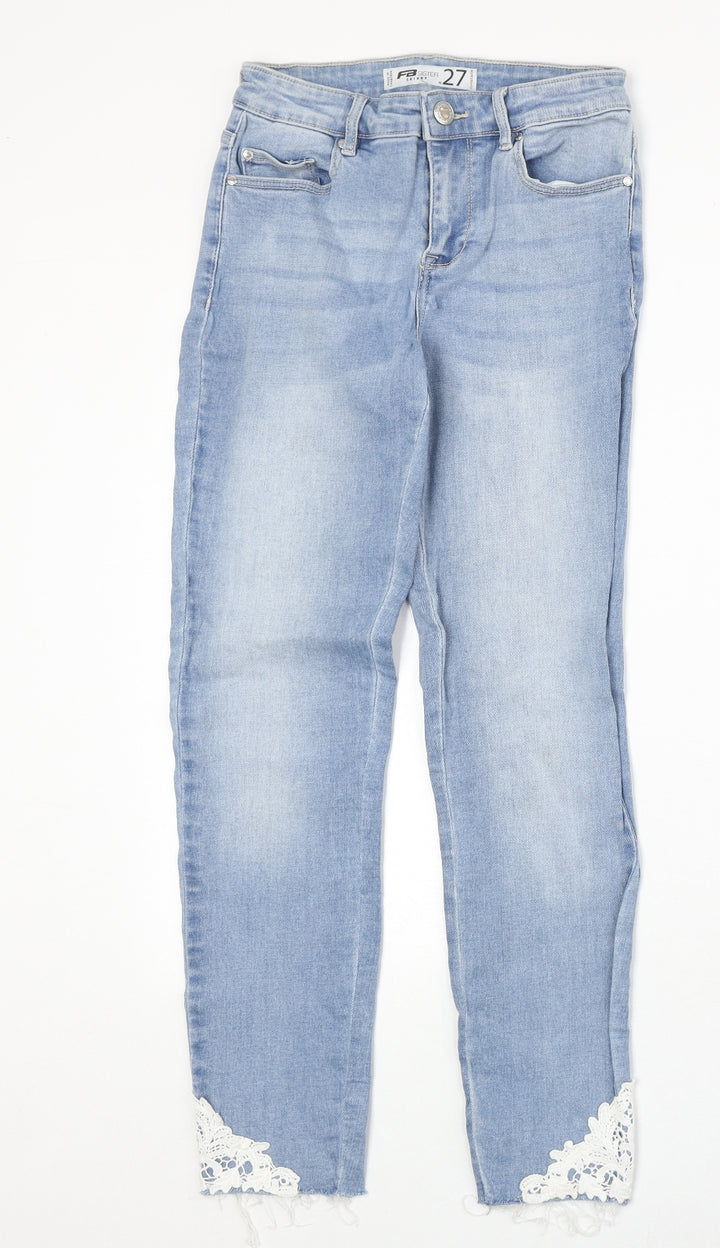 FB Sister Womens Blue Cotton Straight Jeans Size 27 in Regular Zip