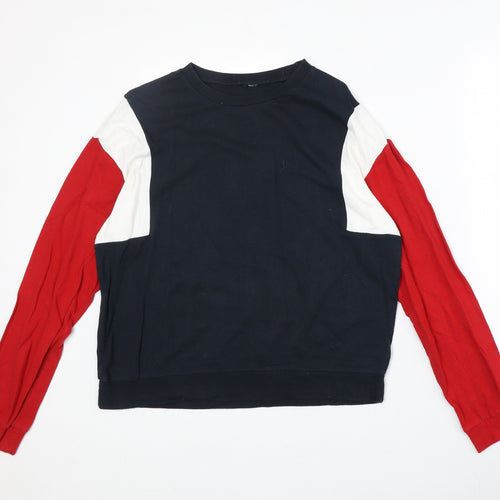 H&M Womens Multicoloured Colourblock 100% Cotton Pullover Sweatshirt Size M Pullover