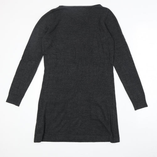 Marks and Spencer Womens Grey Acrylic Jumper Dress Size 8 Round Neck Pullover