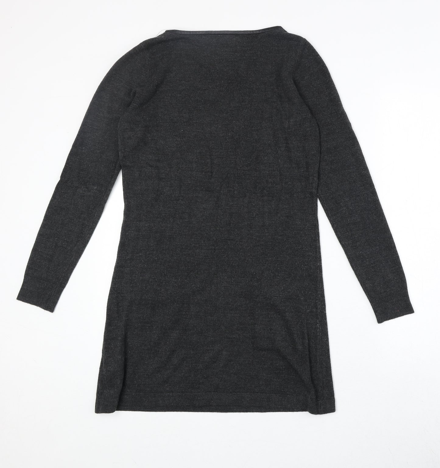 Marks and Spencer Womens Grey Acrylic Jumper Dress Size 8 Round Neck Pullover