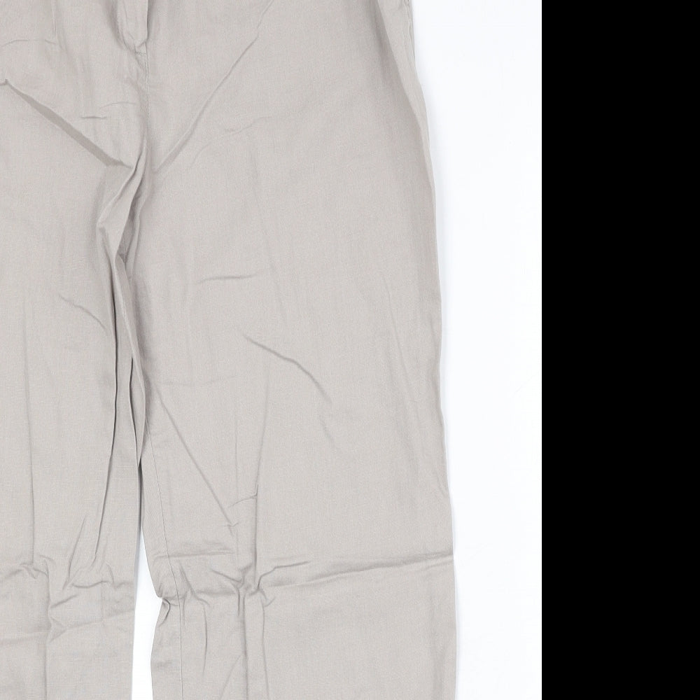 NEXT Womens Beige Linen Trousers Size 16 Regular Zip