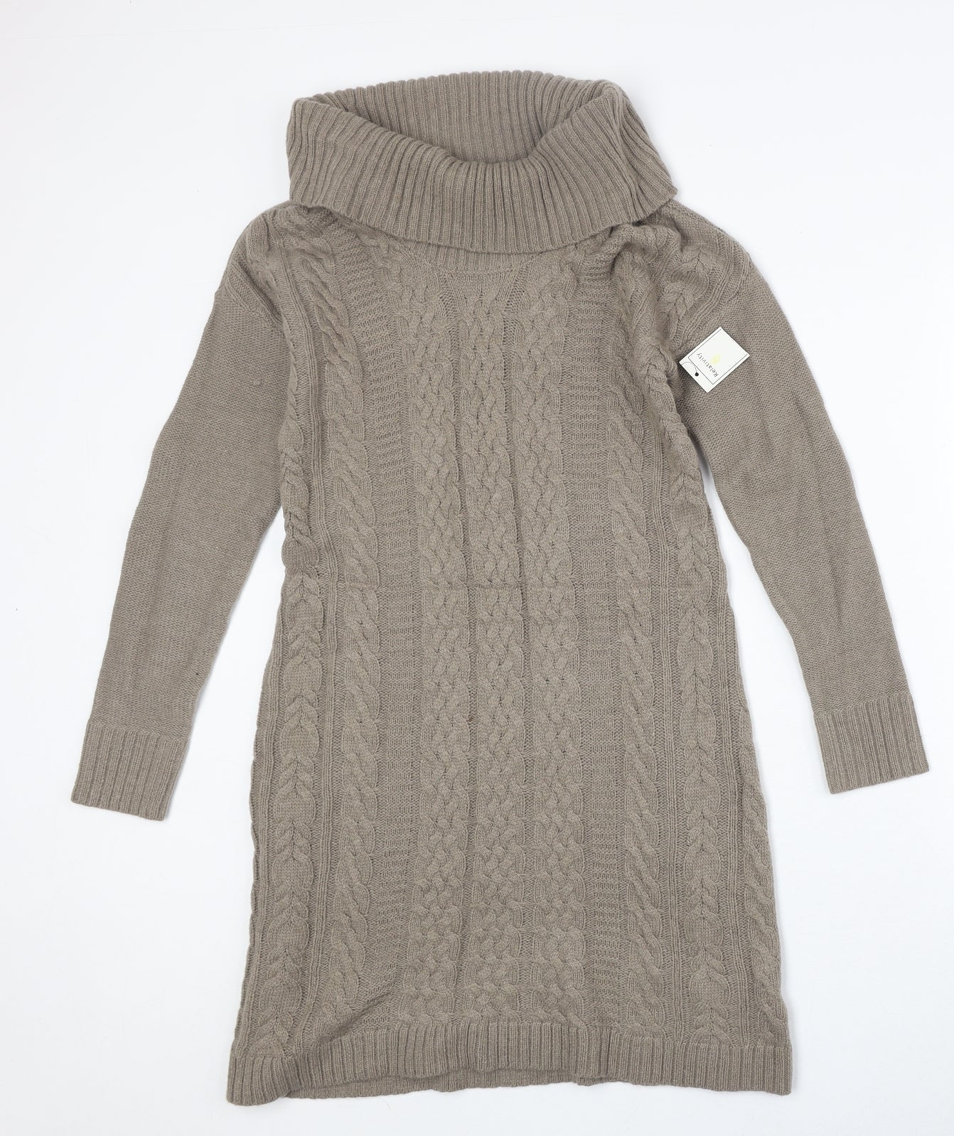 Relativity Womens Brown Acrylic Jumper Dress Size S Roll Neck Pullover