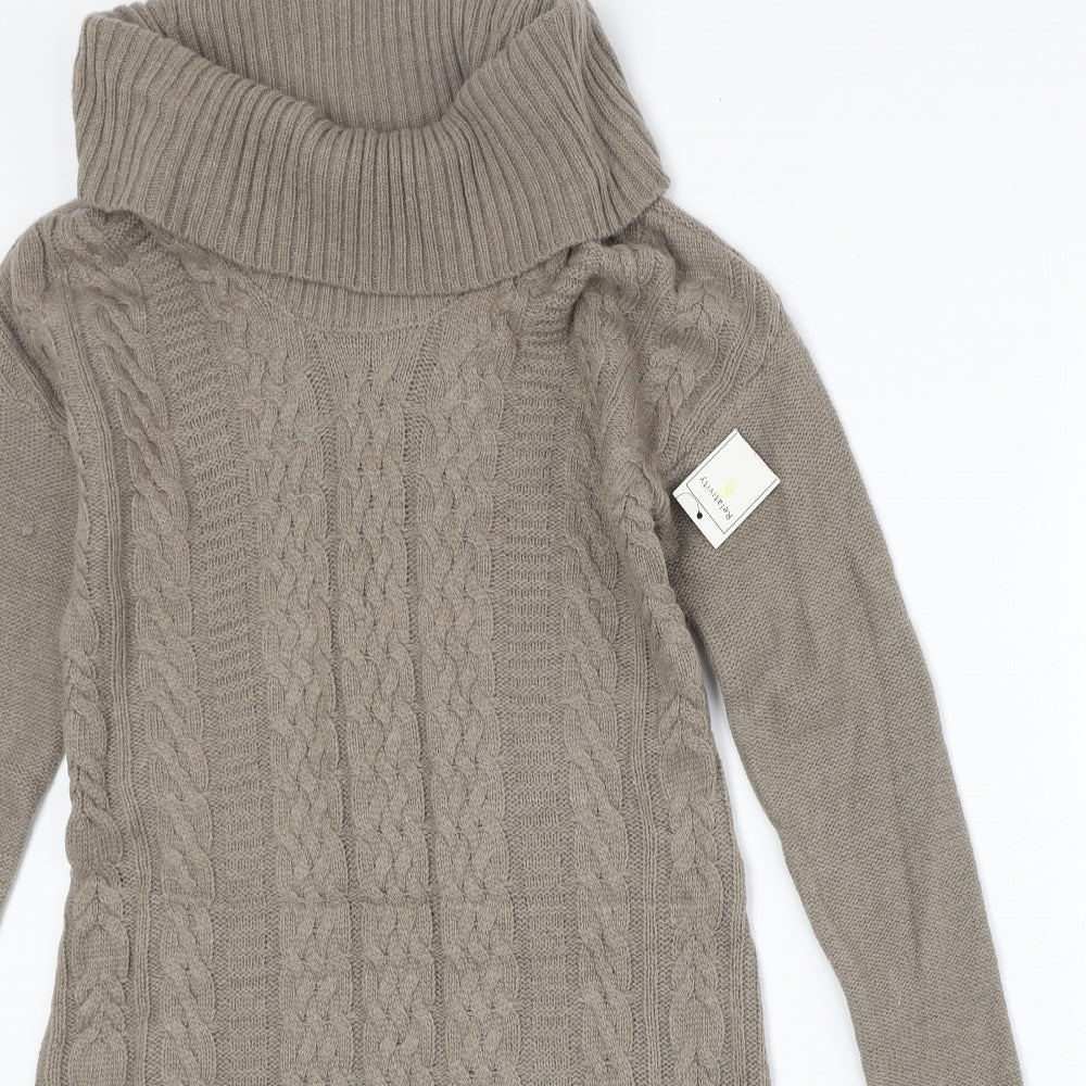 Relativity Womens Brown Acrylic Jumper Dress Size S Roll Neck Pullover