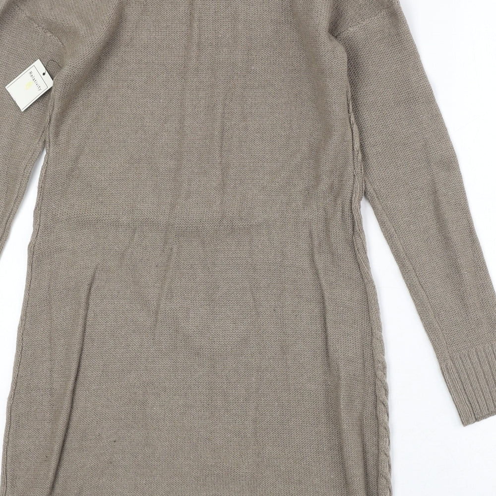 Relativity Womens Brown Acrylic Jumper Dress Size S Roll Neck Pullover