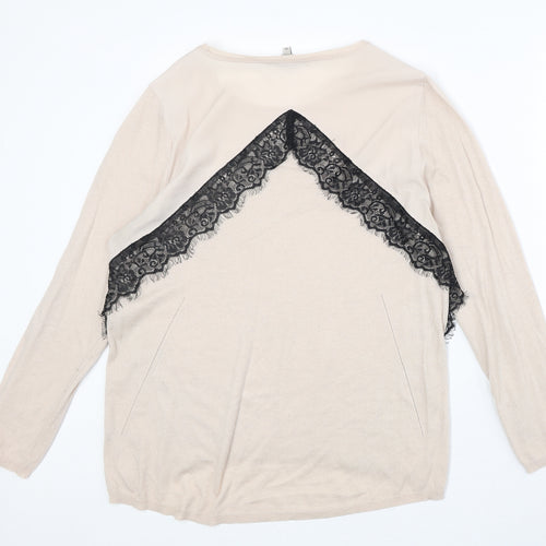 Limited Collection Womens Pink Boat Neck Acrylic Pullover Jumper Size 16 - Lace Detail