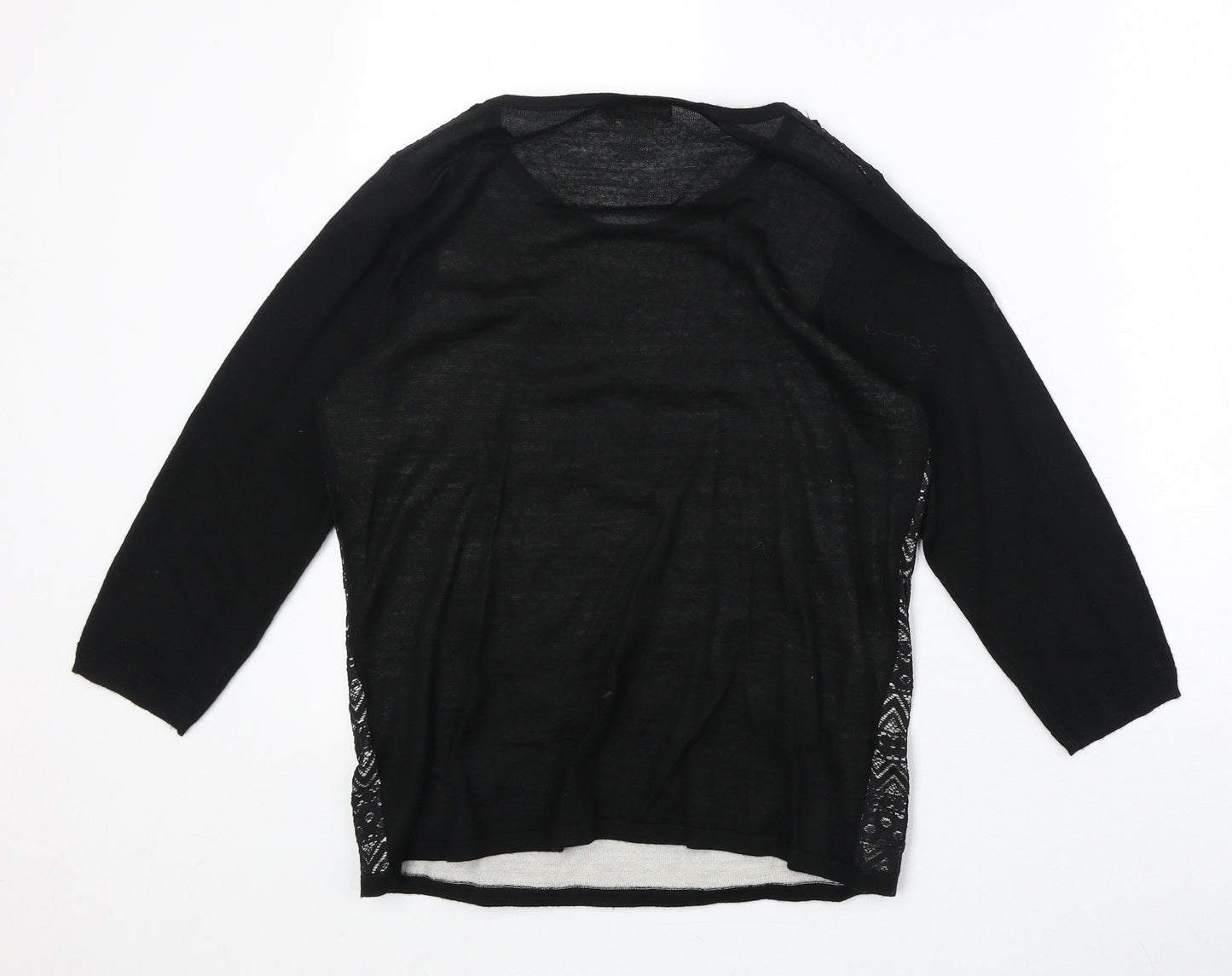 Monsoon Womens Black Boat Neck Geometric Acrylic Pullover Jumper Size 12 - Embellished Neckline