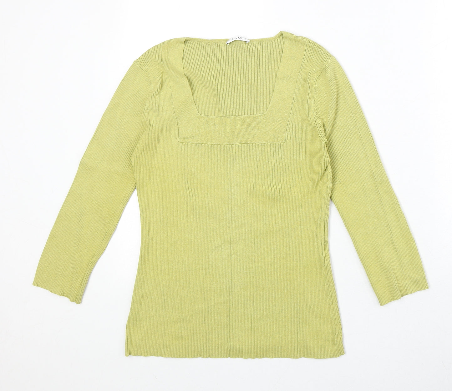 Planet Womens Yellow Square Neck Silk Pullover Jumper Size S