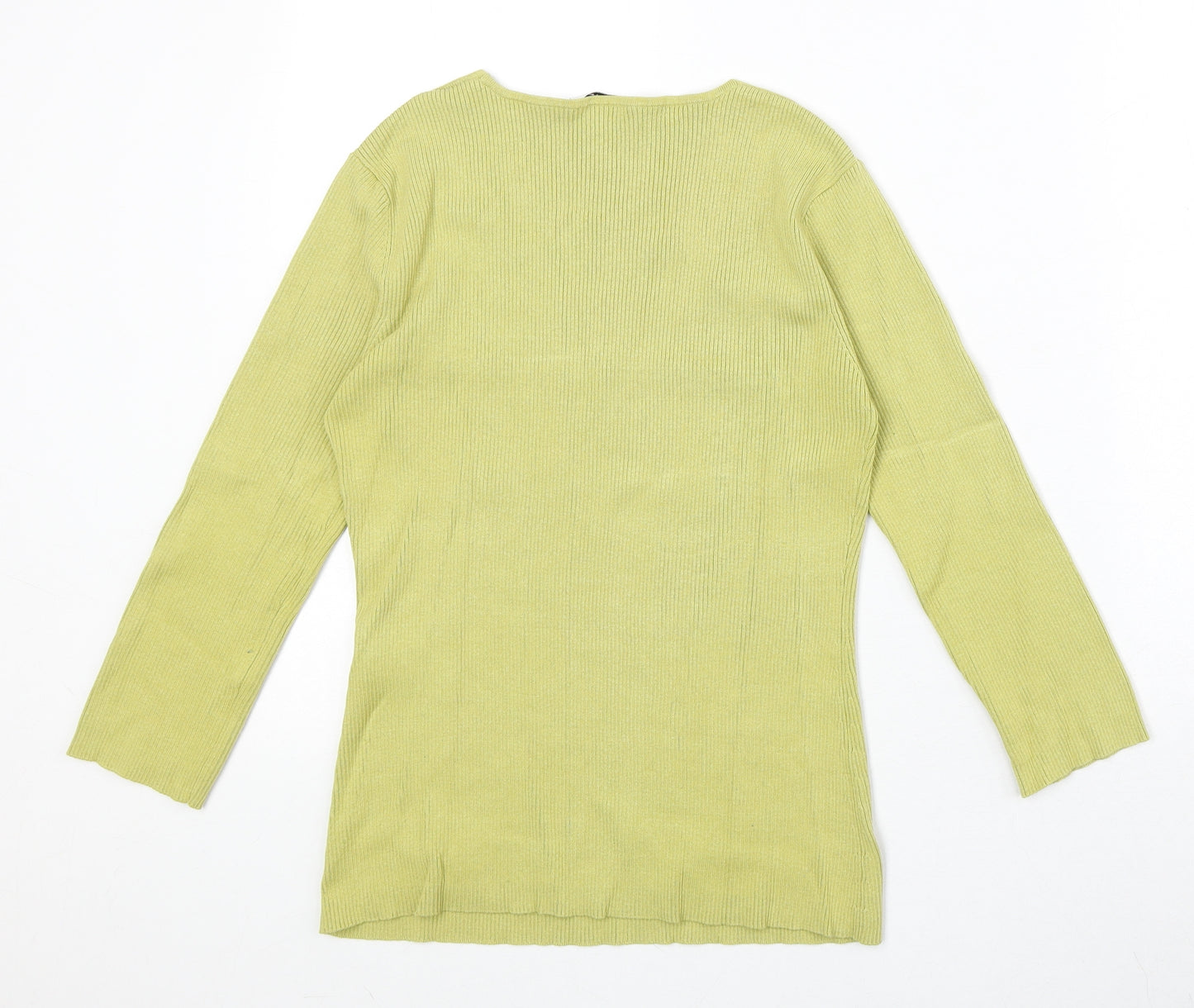 Planet Womens Yellow Square Neck Silk Pullover Jumper Size S
