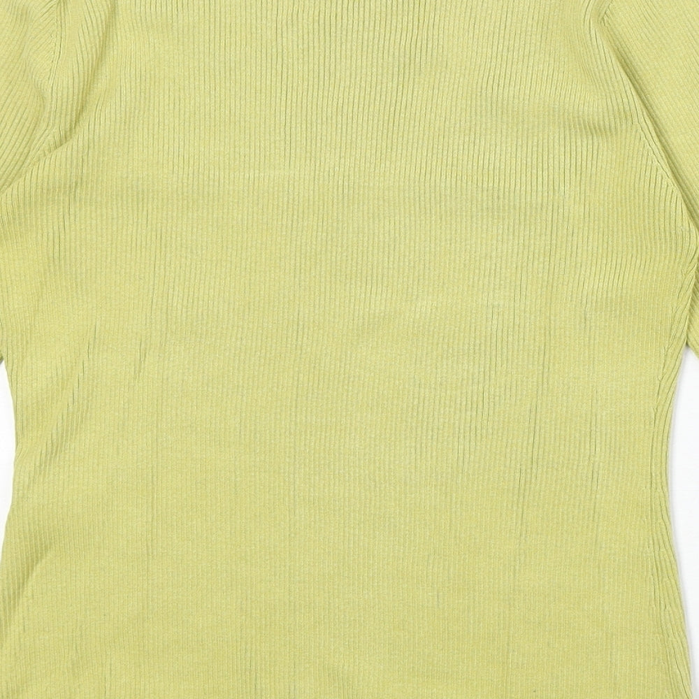 Planet Womens Yellow Square Neck Silk Pullover Jumper Size S