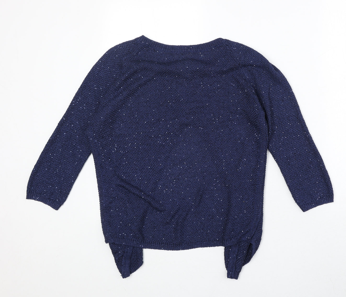 Monsoon Womens Blue Round Neck Polyester Pullover Jumper Size S