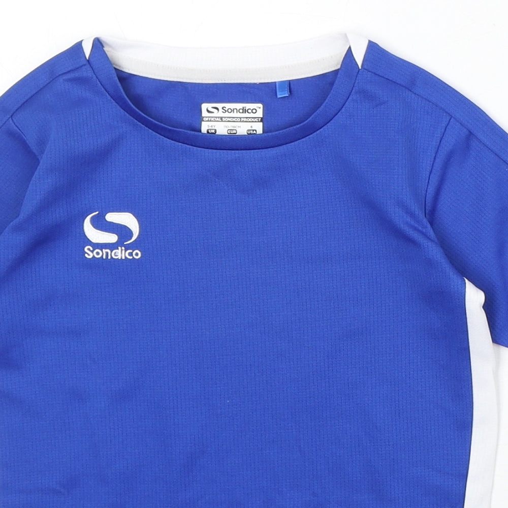 Sondico Boys Blue Polyester Basic T-Shirt Size 5-6 Years Round Neck Pullover