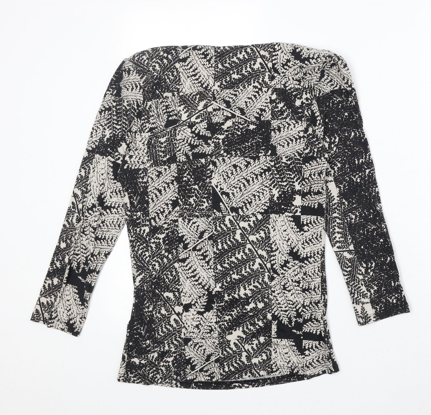 RJR.John Rocha Womens Black Geometric Viscose Basic Blouse Size 8 Round Neck