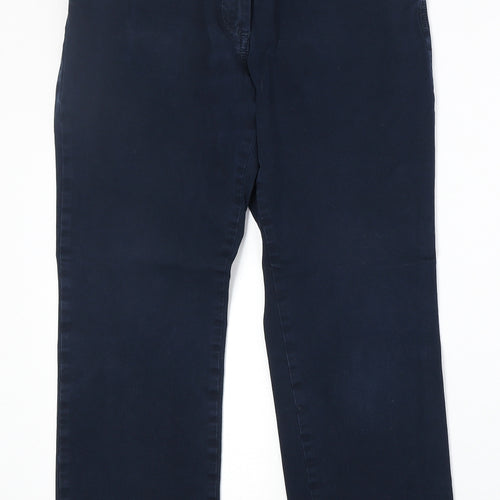 Marks and Spencer Womens Blue Cotton Straight Jeans Size 10 Regular Zip