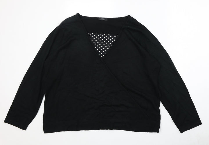 Bonmarché Womens Black V-Neck Acrylic Pullover Jumper Size XL