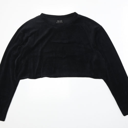USA Pro Womens Black Cotton Pullover Sweatshirt Size 12 Pullover