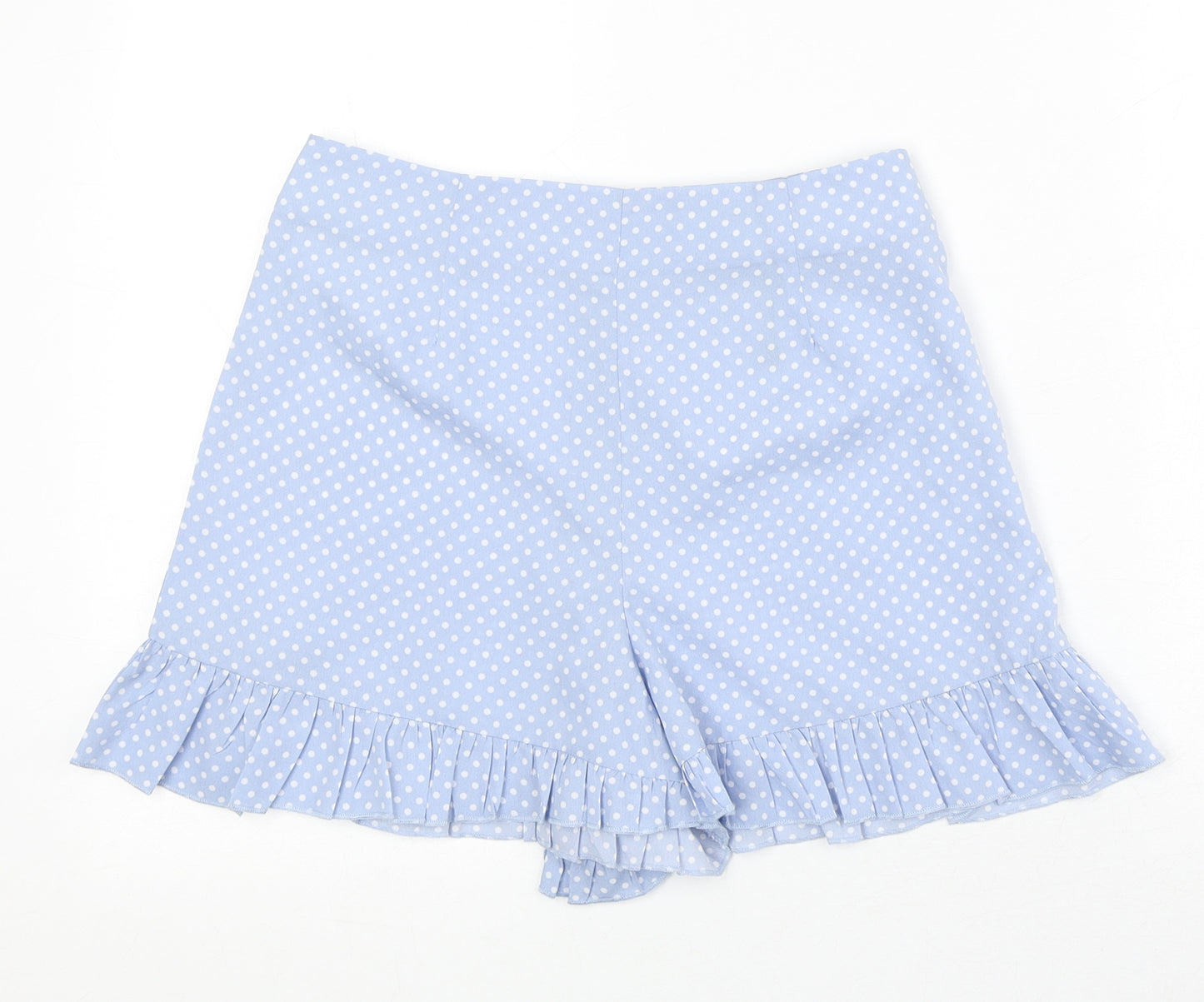 Boohoo Womens Blue Polka Dot Polyester Basic Shorts Size 10 Regular Zip