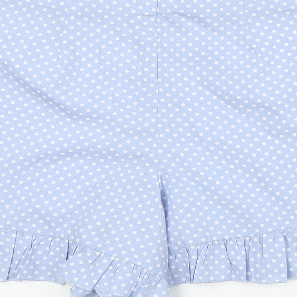 Boohoo Womens Blue Polka Dot Polyester Basic Shorts Size 10 Regular Zip