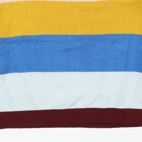 Divided by H&M Womens Multicoloured Round Neck Striped Acrylic Pullover Jumper Size L