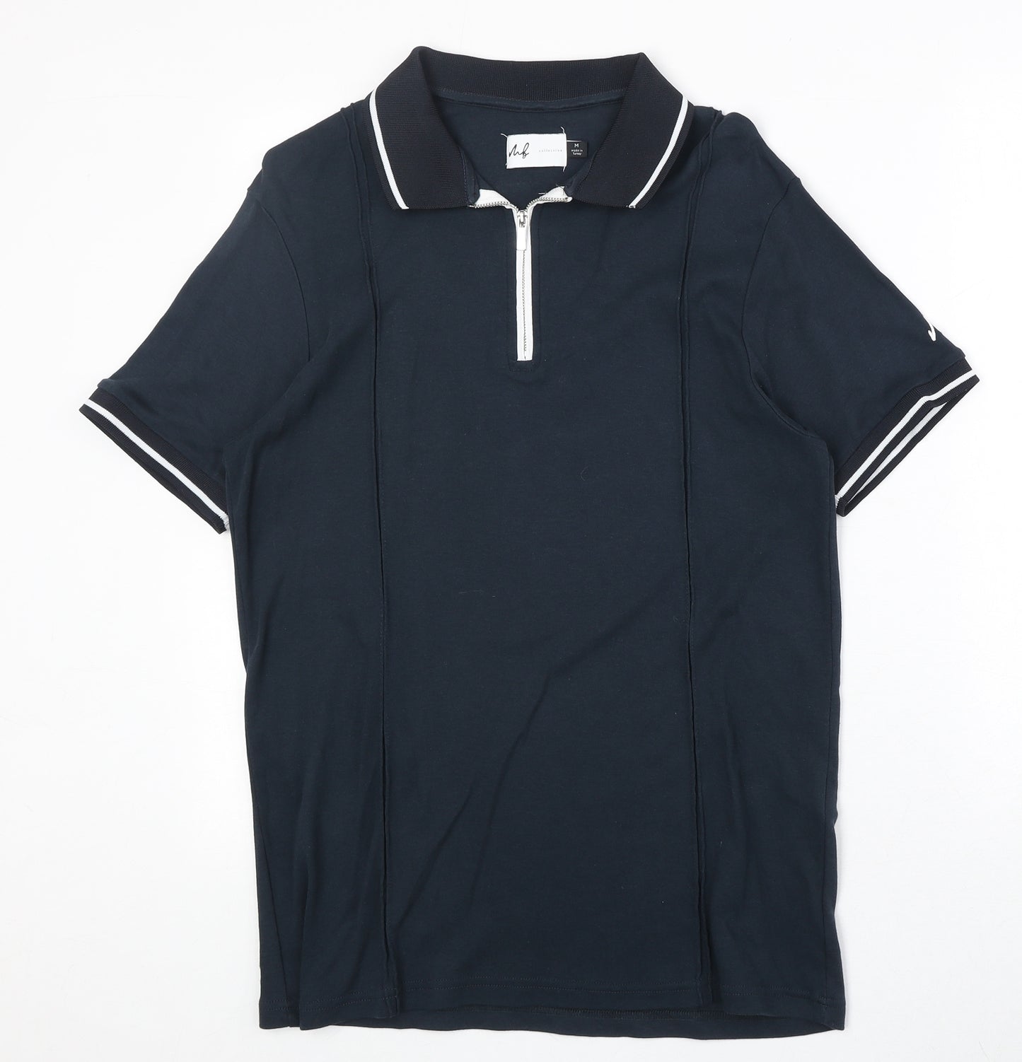 Burton Mens Blue 100% Cotton Polo Size M Collared Zip