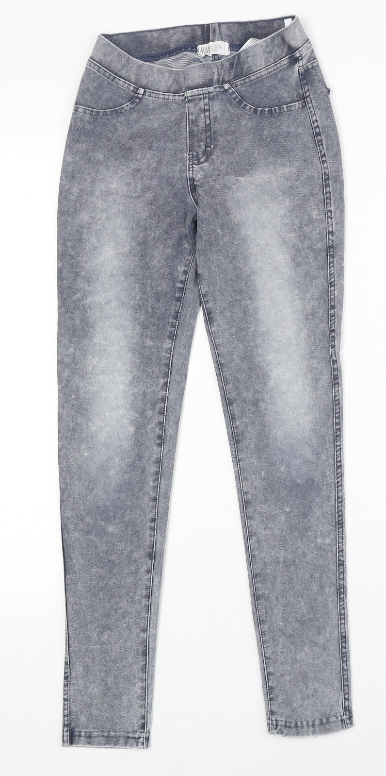 H&M Girls Blue Geometric Cotton Skinny Jeans Size 11-12 Years Regular Pullover
