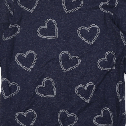 Marks and Spencer Womens Blue Geometric Viscose Pullover Sweatshirt Size 10 Pullover - Heart Pattern