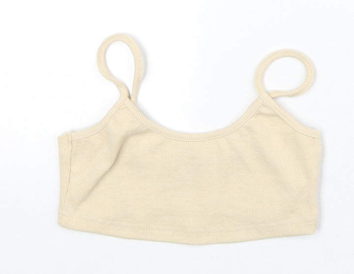 Missguided Womens Beige Polyester Cropped Tank Size 8 Round Neck