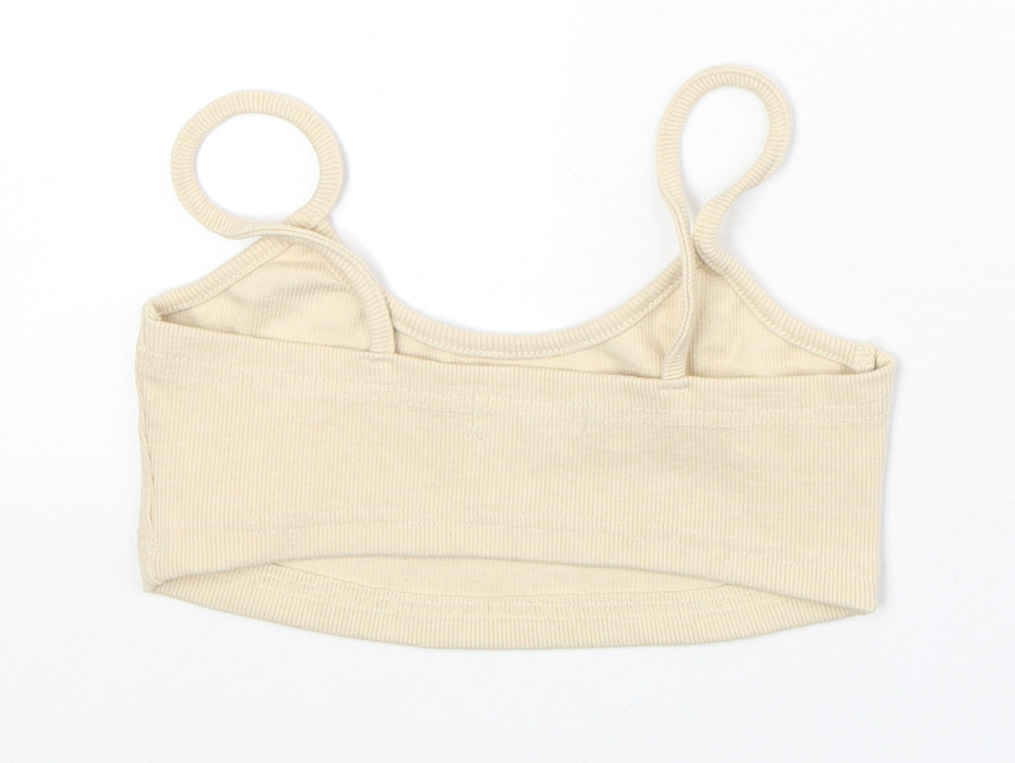 Missguided Womens Beige Polyester Cropped Tank Size 8 Round Neck