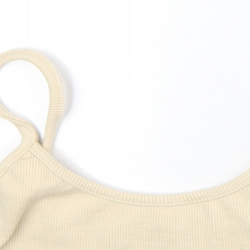Missguided Womens Beige Polyester Cropped Tank Size 8 Round Neck