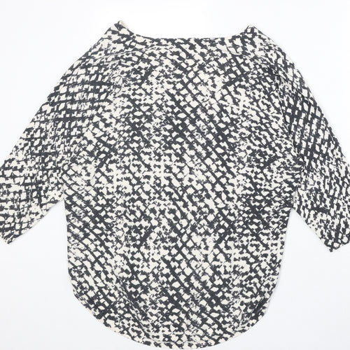 DNKY Womens Beige V-Neck Geometric Viscose Pullover Jumper Size L