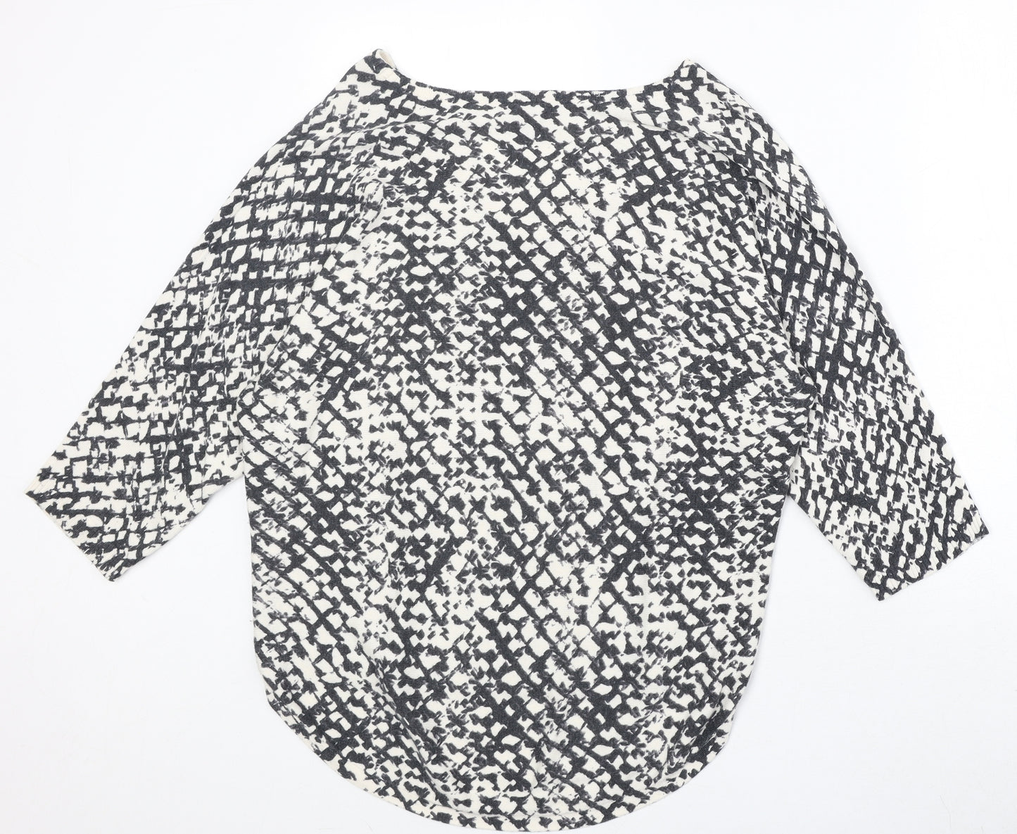 DNKY Womens Beige V-Neck Geometric Viscose Pullover Jumper Size L