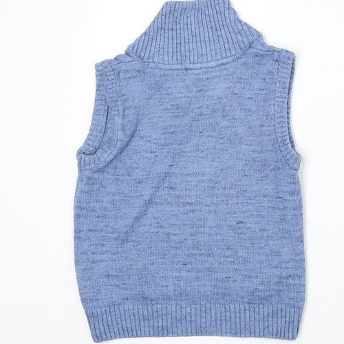 NEXT Boys Blue Collared 100% Cotton Pullover Jumper Size 4-5 Years Button