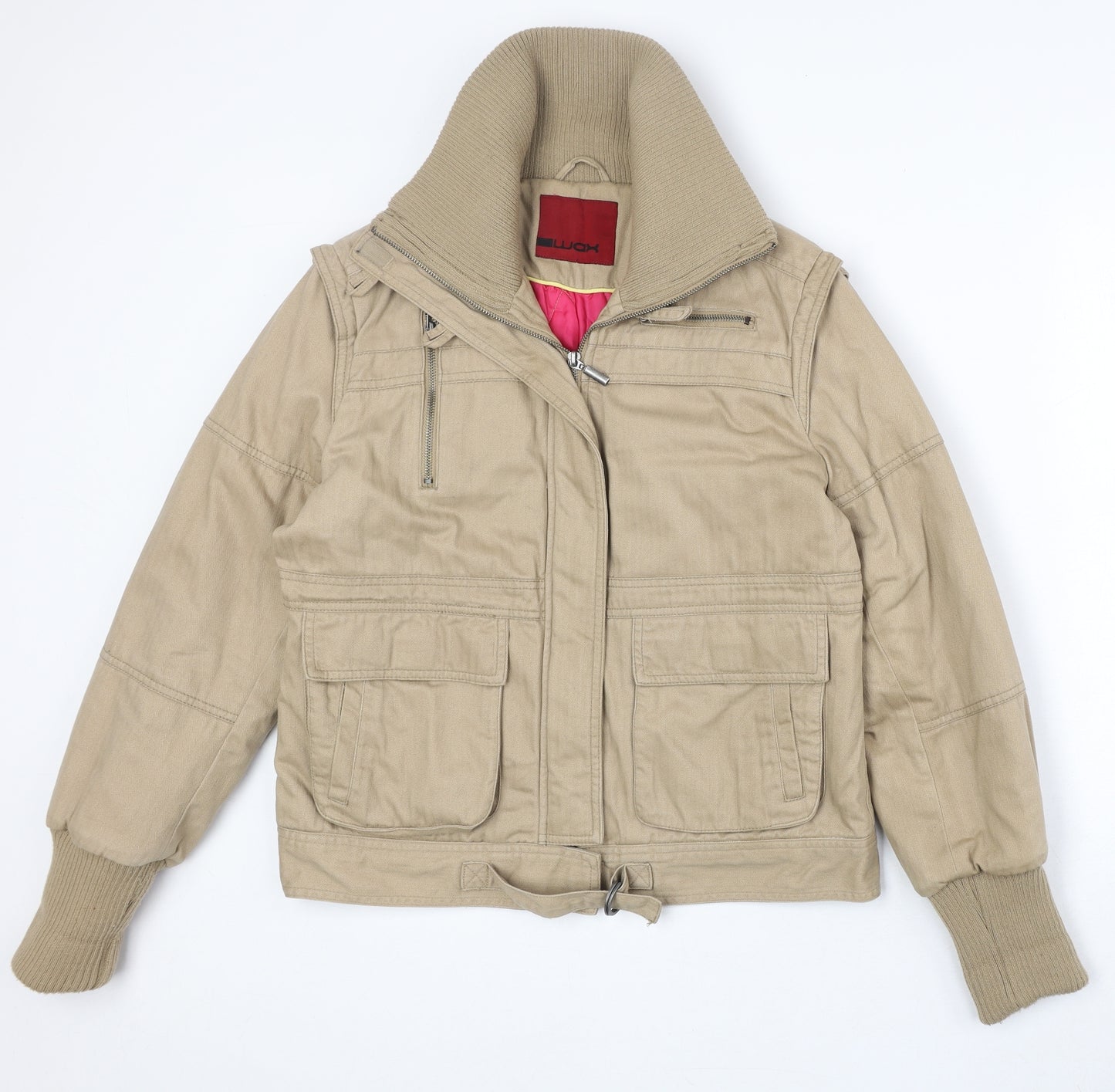 Wax Womens Beige Jacket Size 12 Zip