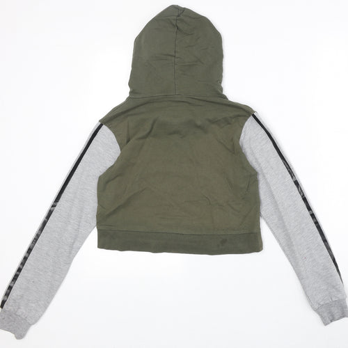 Select Womens Green Colourblock Cotton Pullover Hoodie Size 6 Pullover - Obsessed