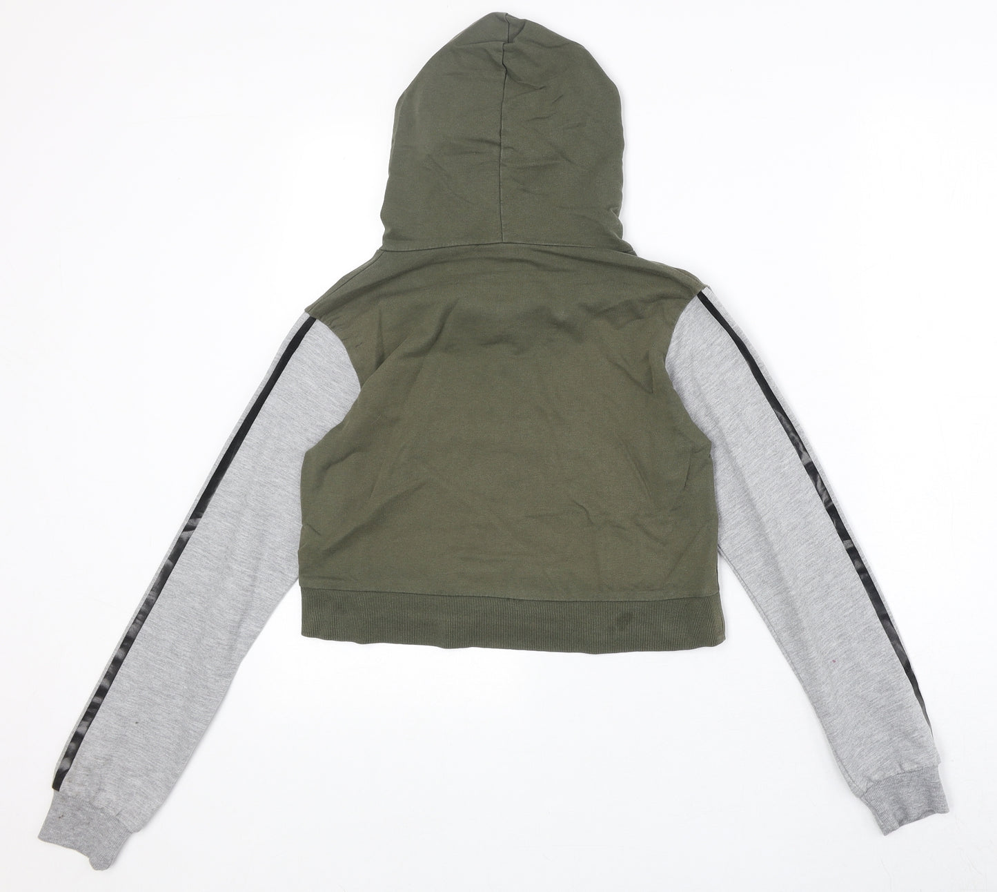 Select Womens Green Colourblock Cotton Pullover Hoodie Size 6 Pullover - Obsessed