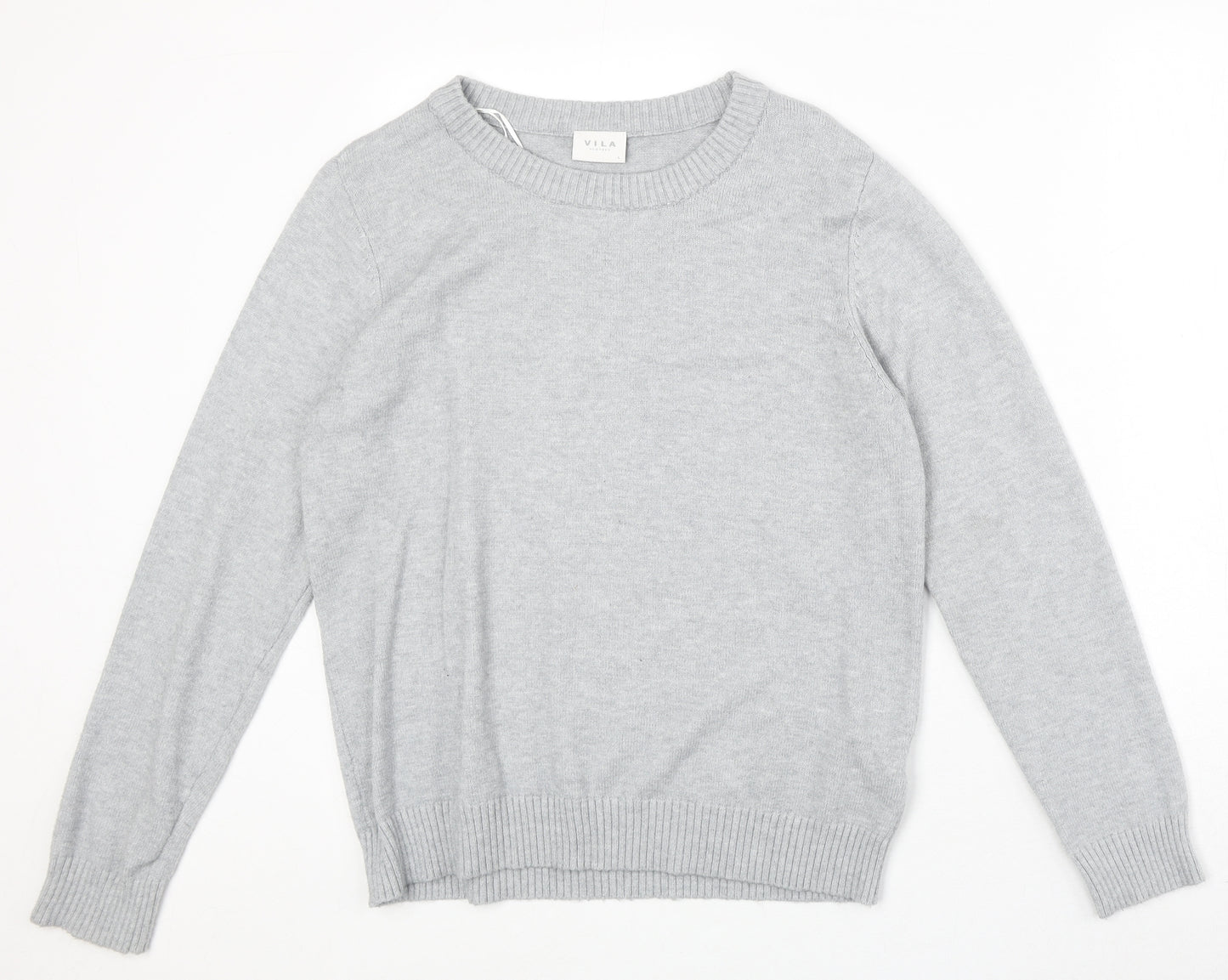 Villa Womens Grey Round Neck Viscose Pullover Jumper Size L