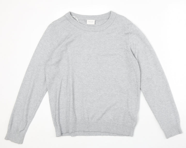 Villa Womens Grey Round Neck Viscose Pullover Jumper Size L