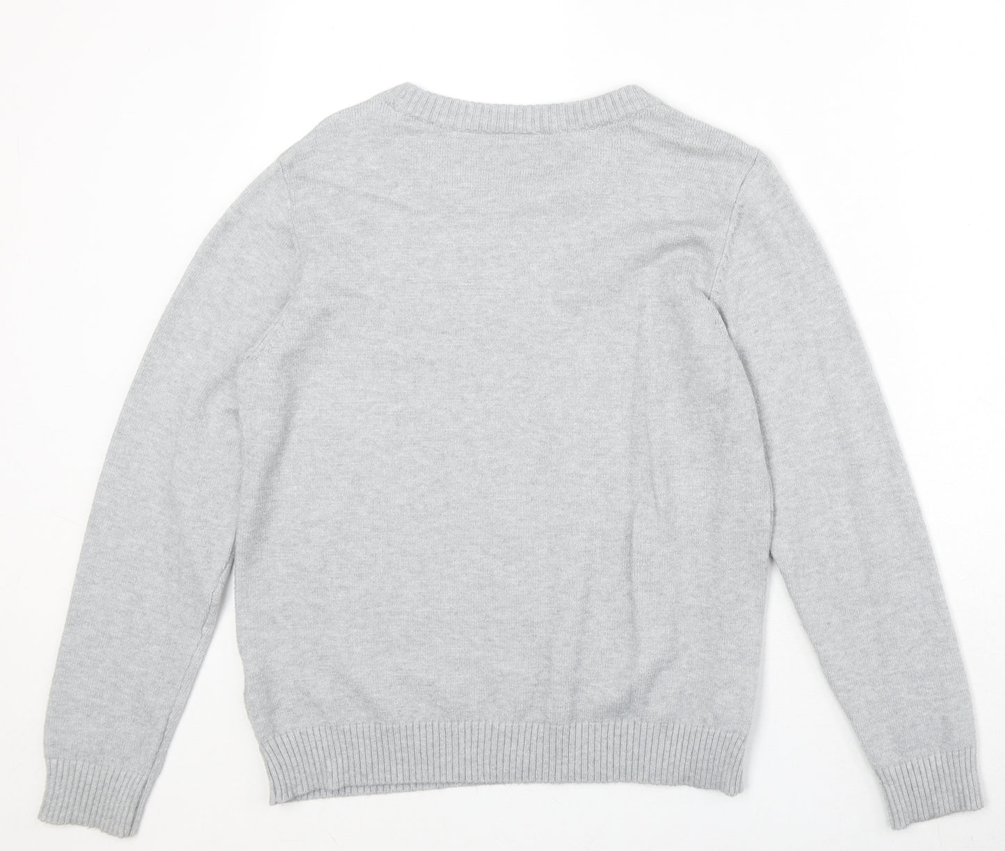 Villa Womens Grey Round Neck Viscose Pullover Jumper Size L