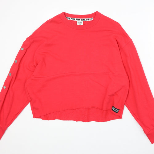 PINK Womens Red Cotton Pullover Sweatshirt Size M Pullover