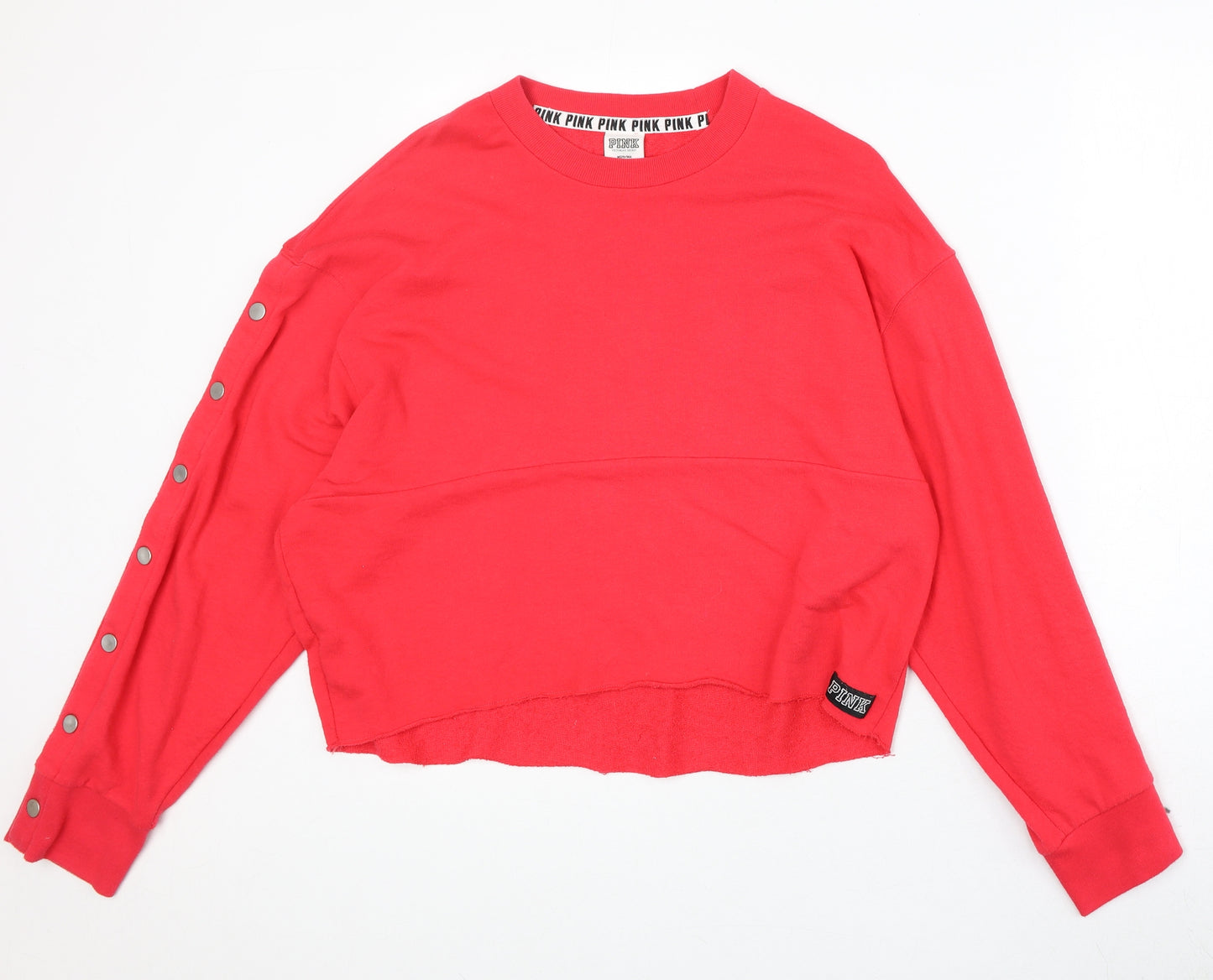 PINK Womens Red Cotton Pullover Sweatshirt Size M Pullover
