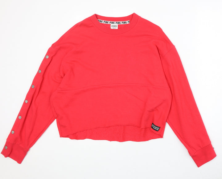 PINK Womens Red Cotton Pullover Sweatshirt Size M Pullover