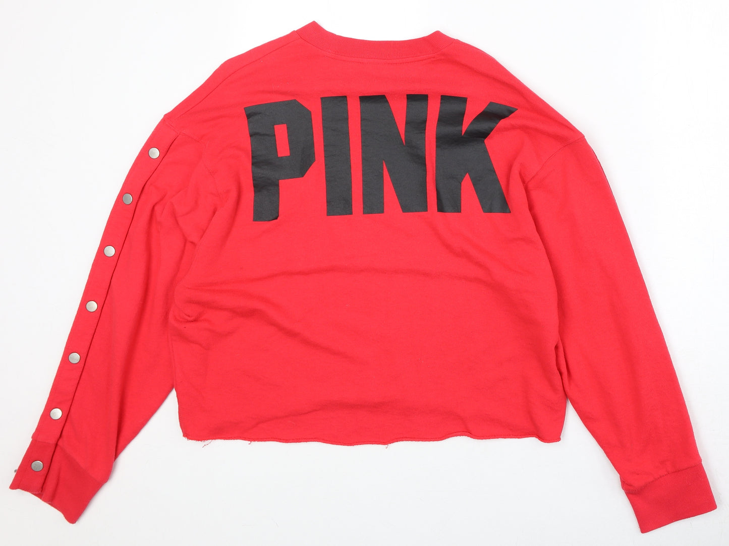 PINK Womens Red Cotton Pullover Sweatshirt Size M Pullover
