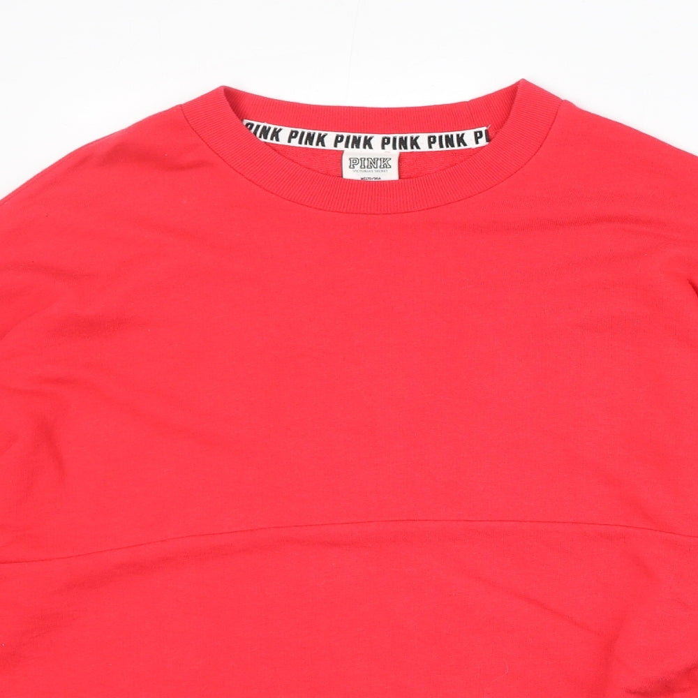PINK Womens Red Cotton Pullover Sweatshirt Size M Pullover