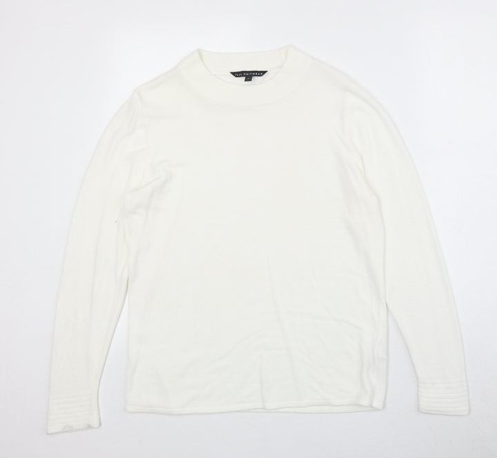Bonmarché Womens Ivory Round Neck Acrylic Pullover Jumper Size 14