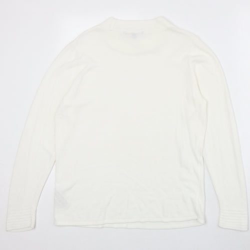 Bonmarché Womens Ivory Round Neck Acrylic Pullover Jumper Size 14
