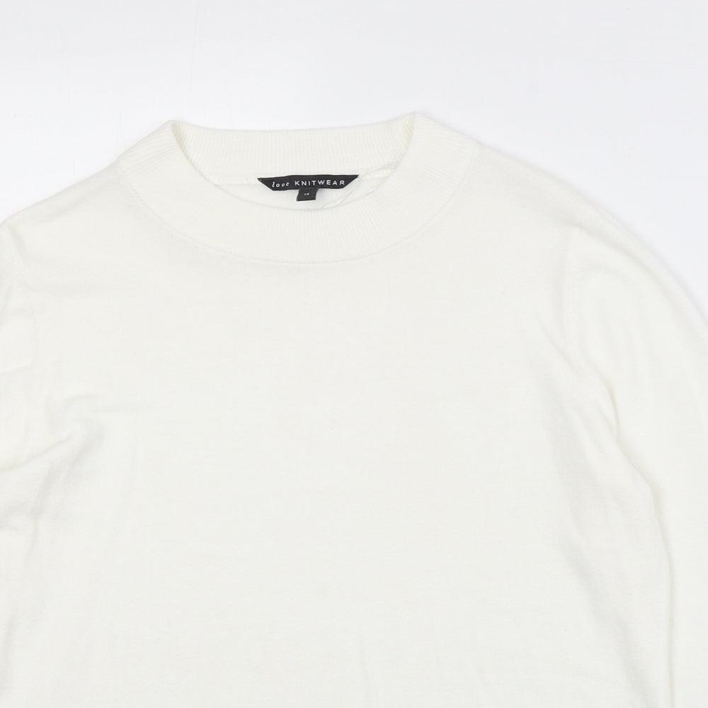 Bonmarché Womens Ivory Round Neck Acrylic Pullover Jumper Size 14