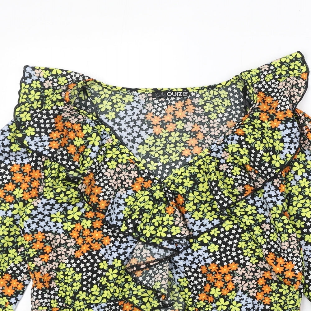 Quiz Womens Multicoloured Floral Polyester Basic Blouse Size 12 V-Neck